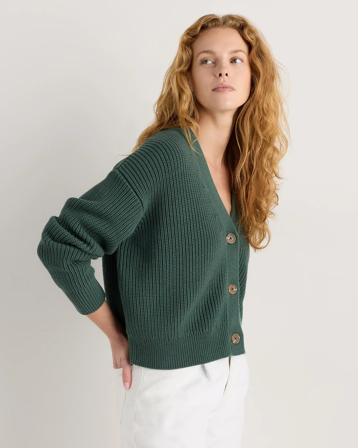 100% Organic Cotton Fisherman Boxy Cropped Cardigan
