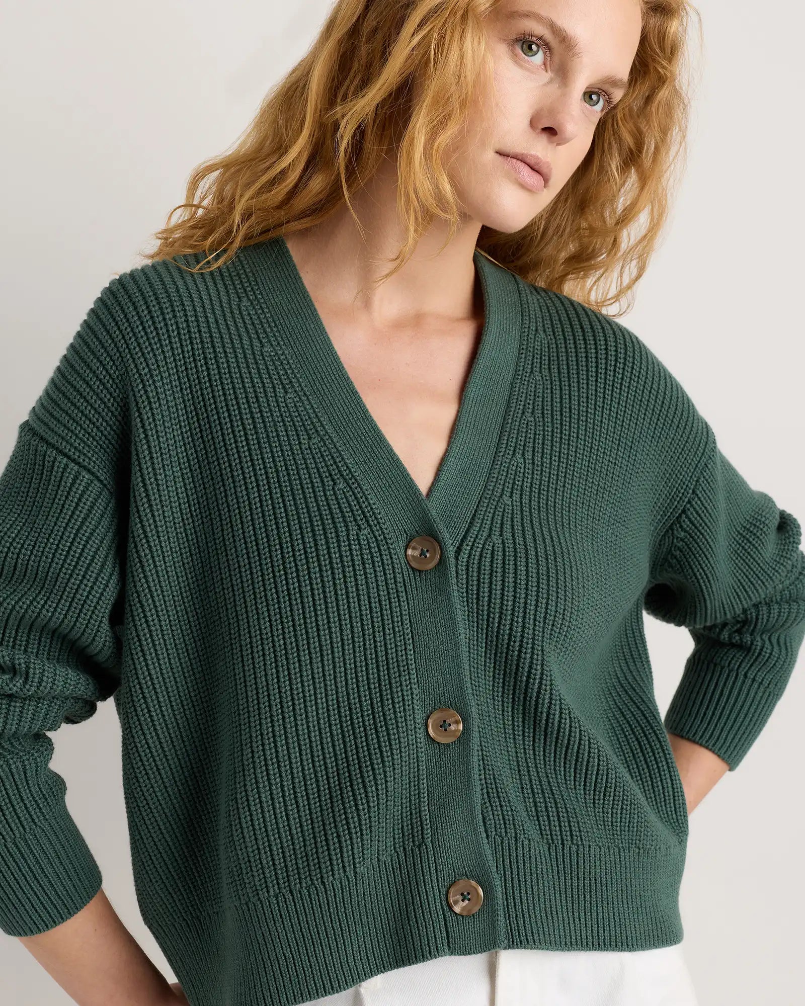 100% Organic Cotton Fisherman Boxy Cropped Cardigan