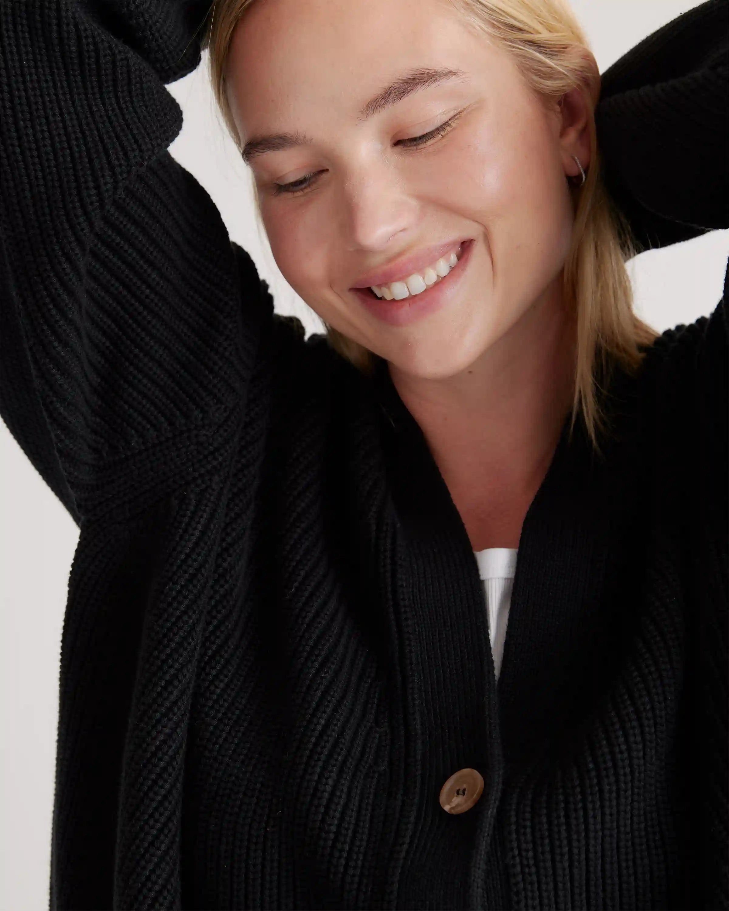100% Organic Cotton Fisherman Boxy Cropped Cardigan