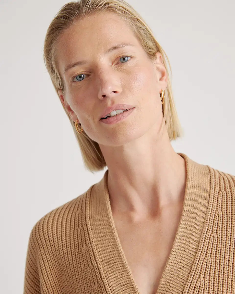 100% Organic Cotton Fisherman Boxy Cropped Cardigan