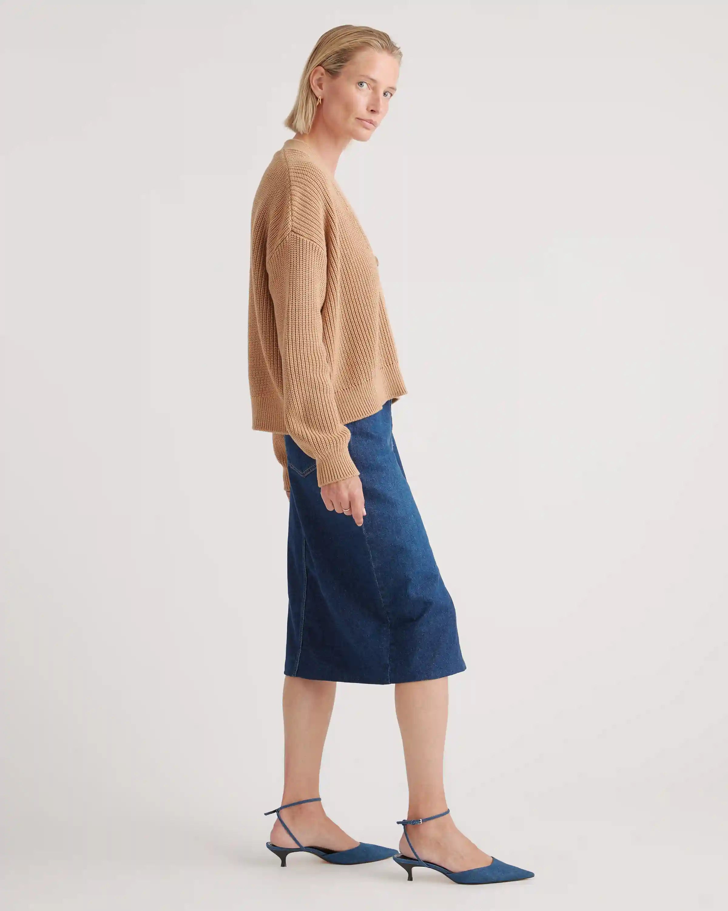 100% Organic Cotton Fisherman Boxy Cropped Cardigan