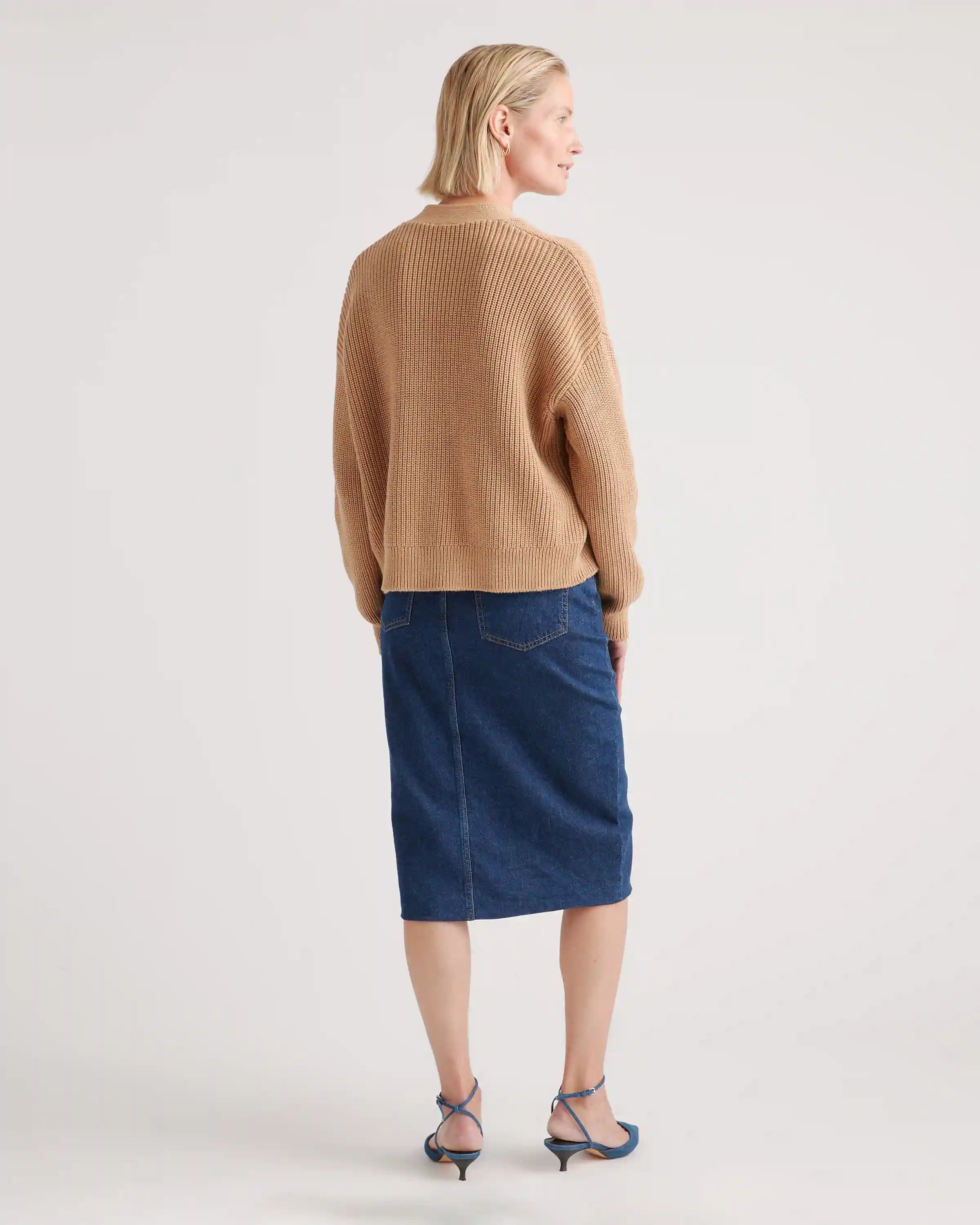 100% Organic Cotton Fisherman Boxy Cropped Cardigan