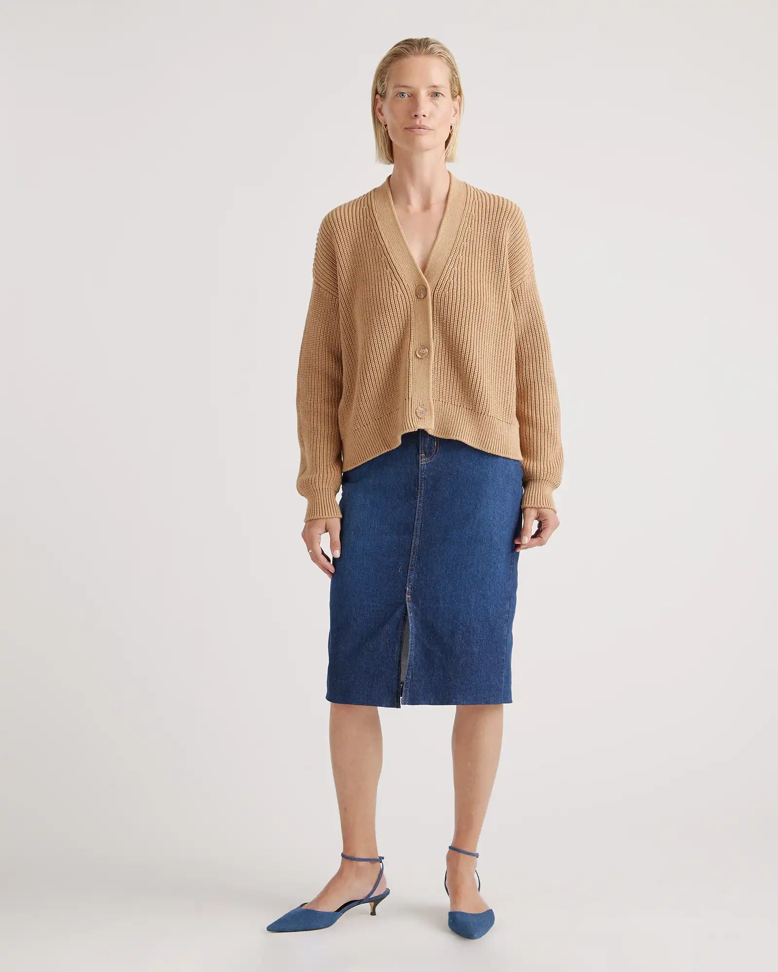 100% Organic Cotton Fisherman Boxy Cropped Cardigan