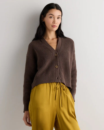 100% Organic Cotton Fisherman Boxy Cropped Cardigan