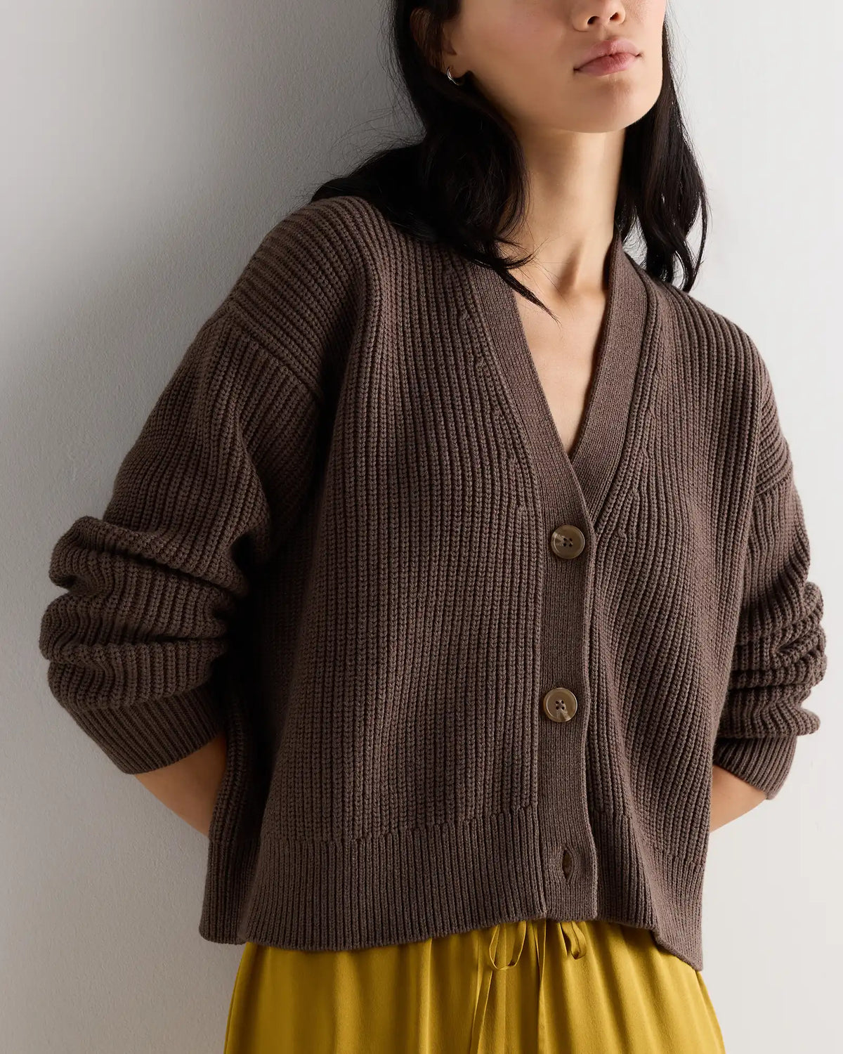 100% Organic Cotton Fisherman Boxy Cropped Cardigan