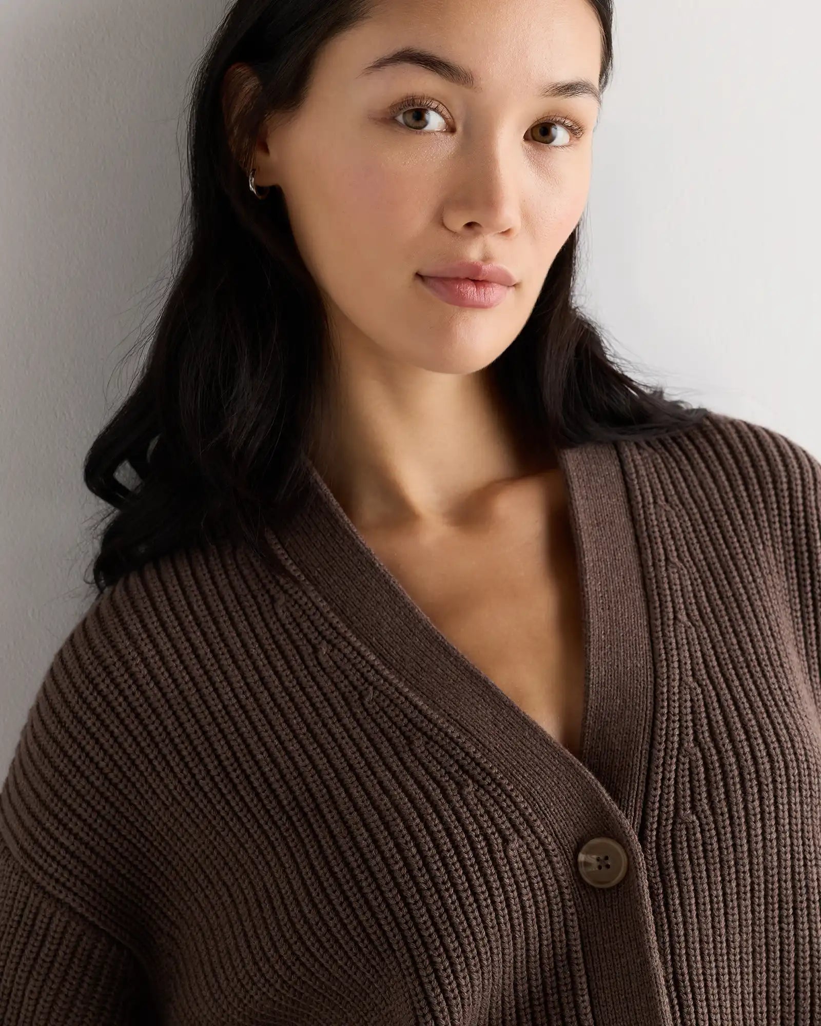 100% Organic Cotton Fisherman Boxy Cropped Cardigan