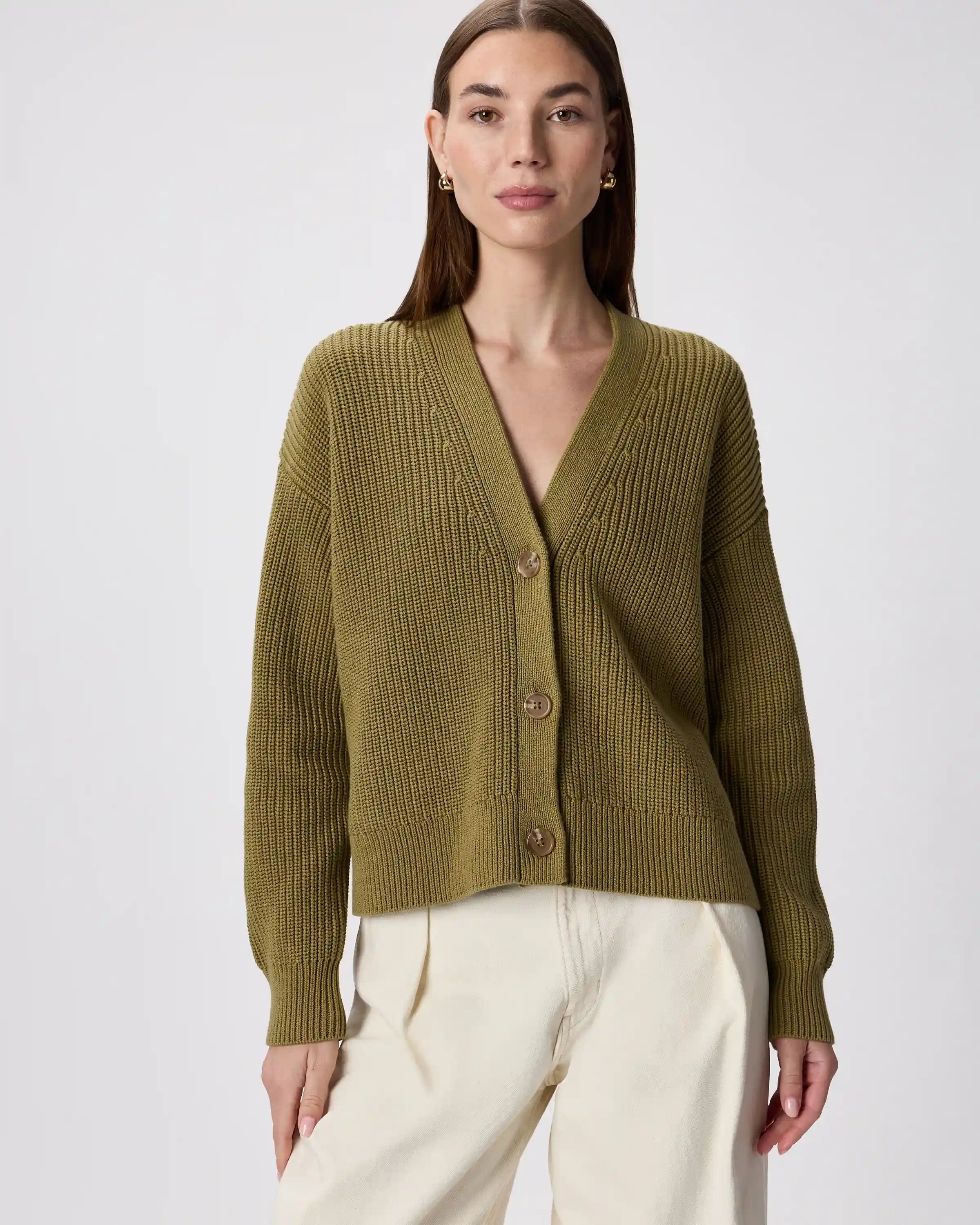 100% Organic Cotton Fisherman Boxy Cropped Cardigan