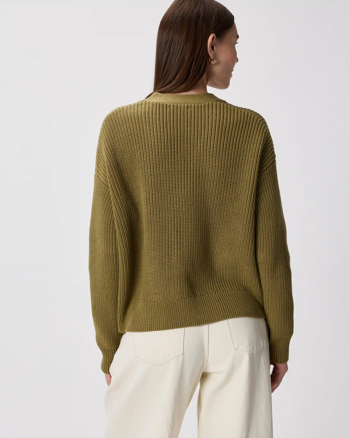 100% Organic Cotton Fisherman Boxy Cropped Cardigan