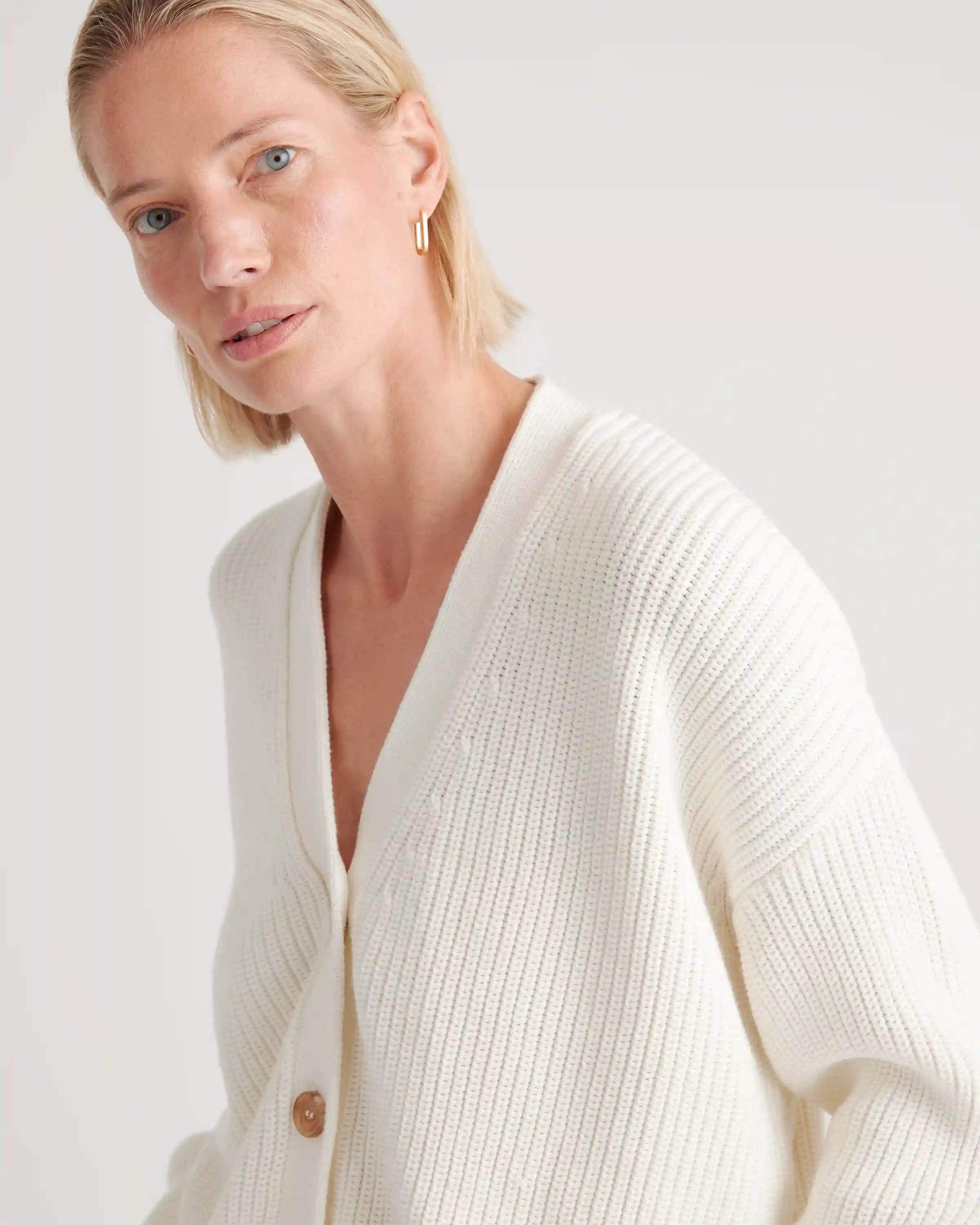 100% Organic Cotton Fisherman Boxy Cropped Cardigan