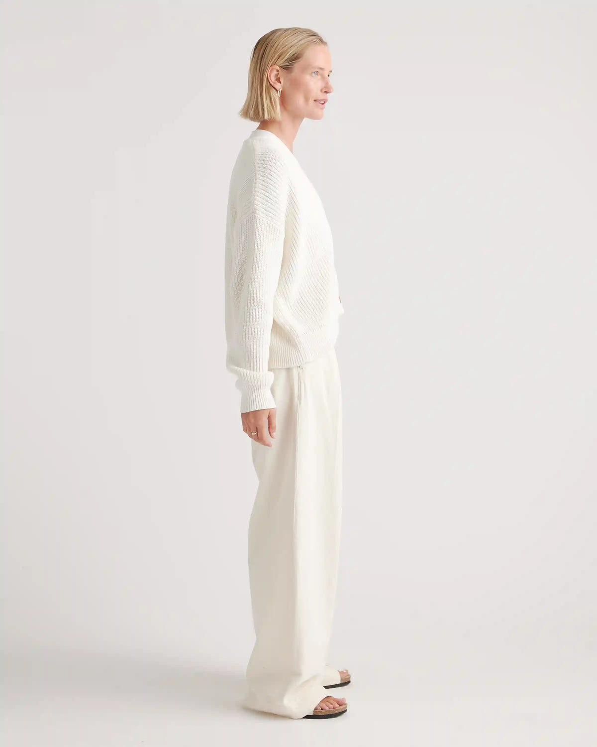 100% Organic Cotton Fisherman Boxy Cropped Cardigan