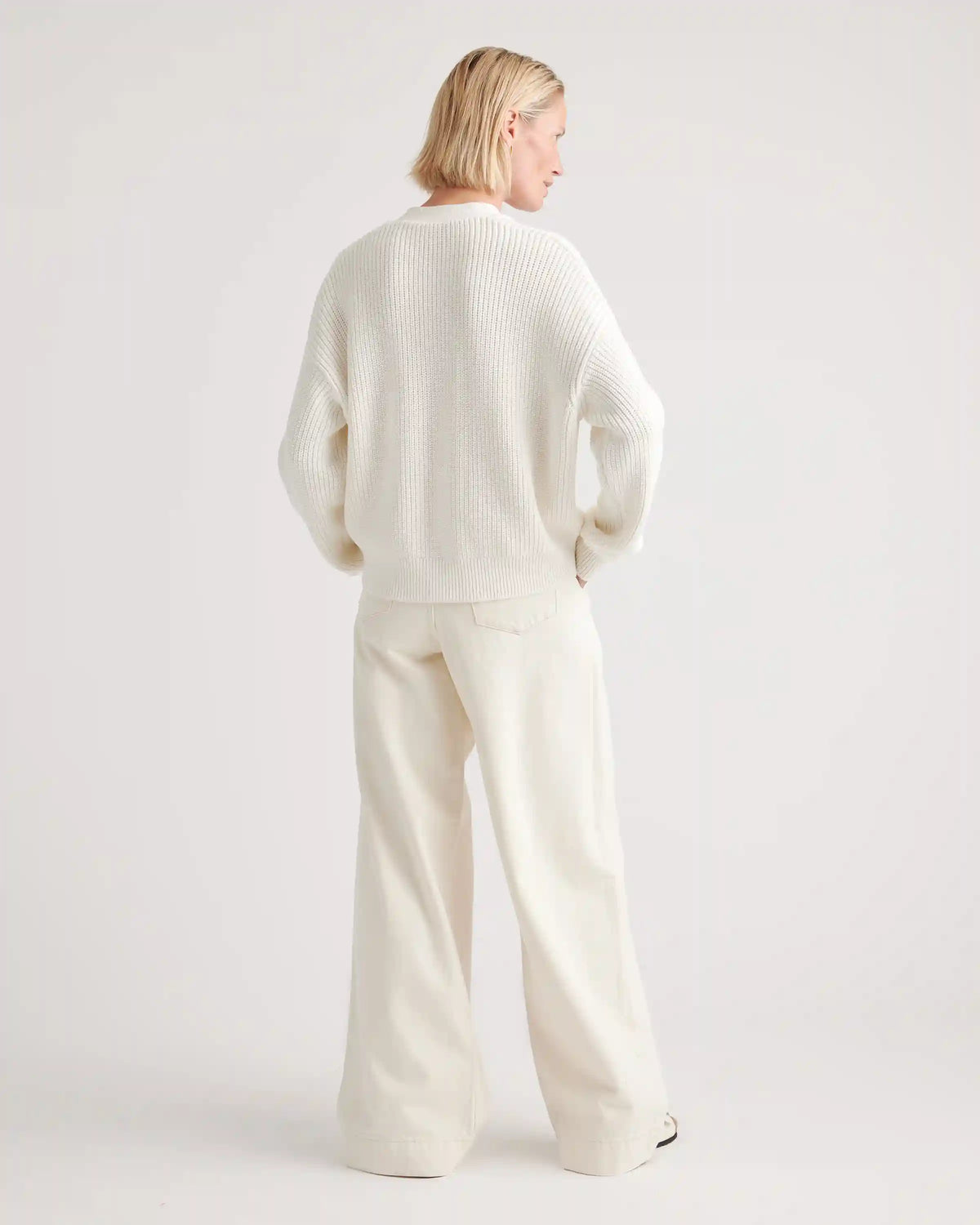 100% Organic Cotton Fisherman Boxy Cropped Cardigan
