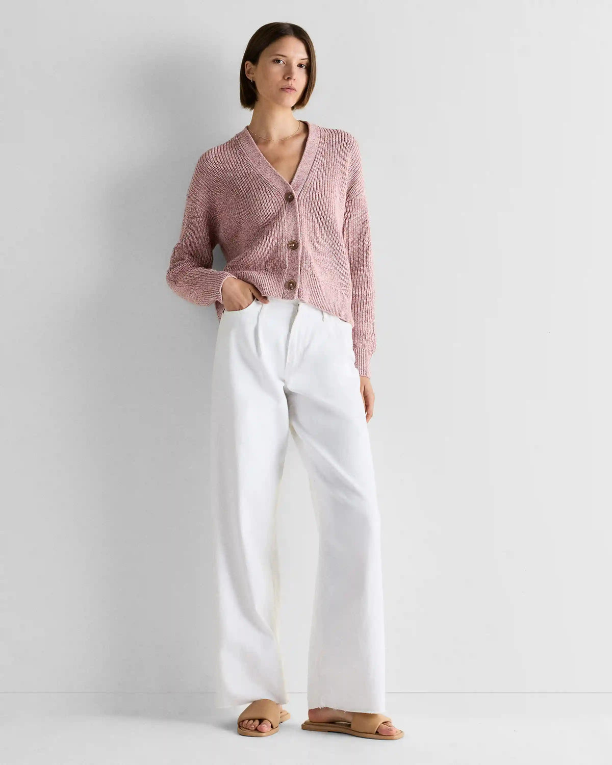 100% Organic Cotton Fisherman Boxy Cropped Cardigan