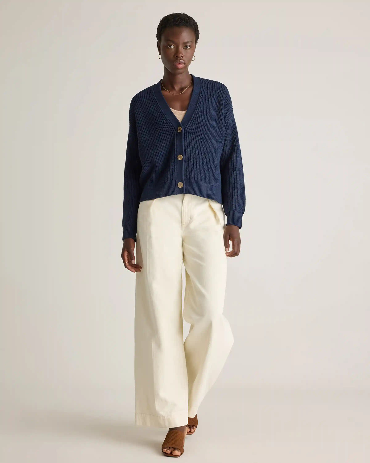 100% Organic Cotton Fisherman Boxy Cropped Cardigan