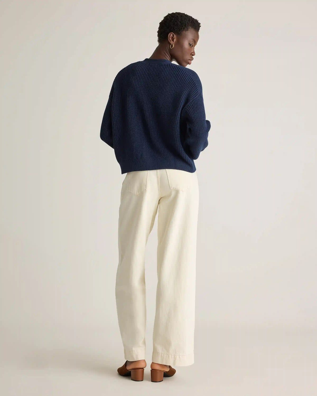 100% Organic Cotton Fisherman Boxy Cropped Cardigan