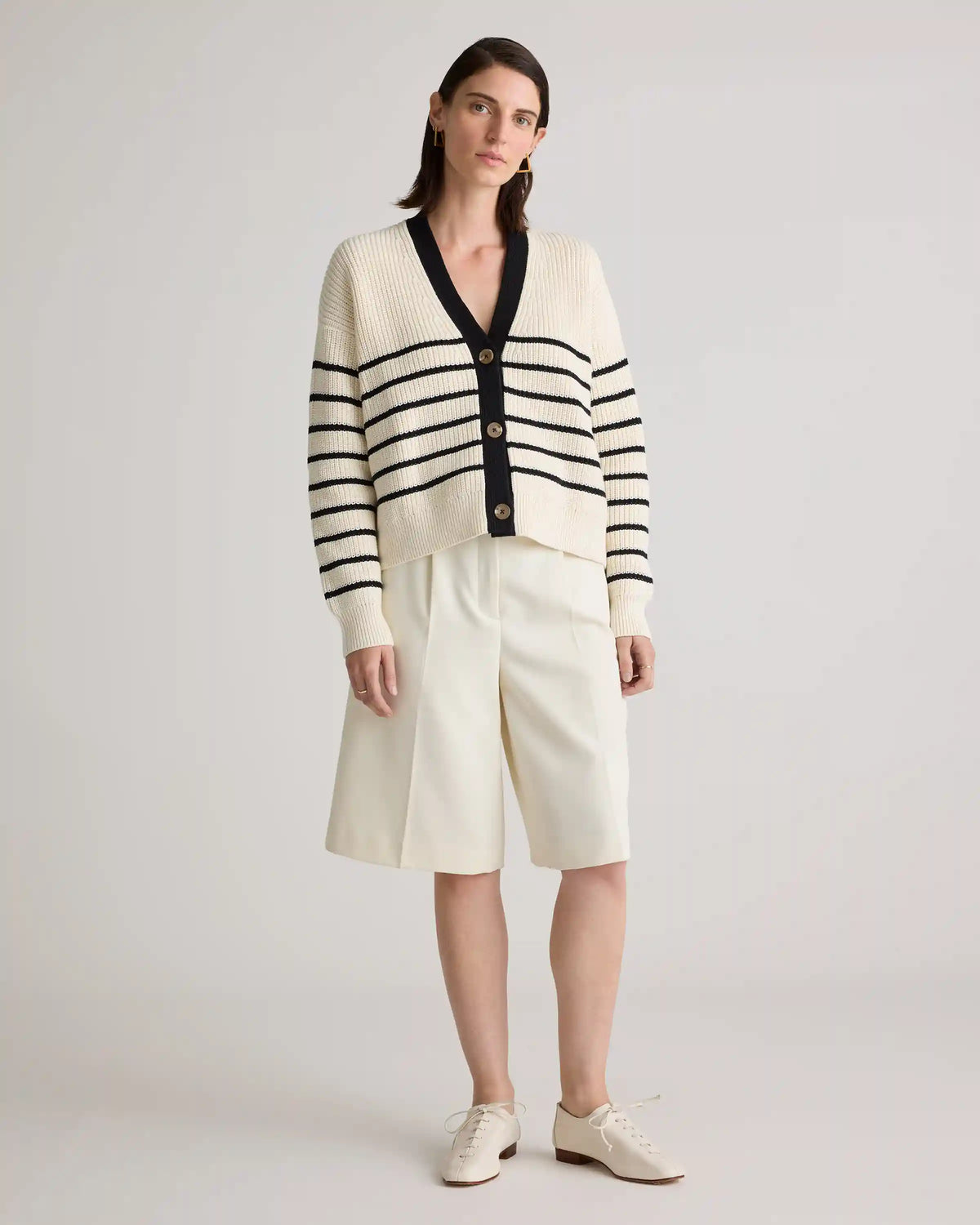 100% Organic Cotton Fisherman Boxy Cropped Cardigan
