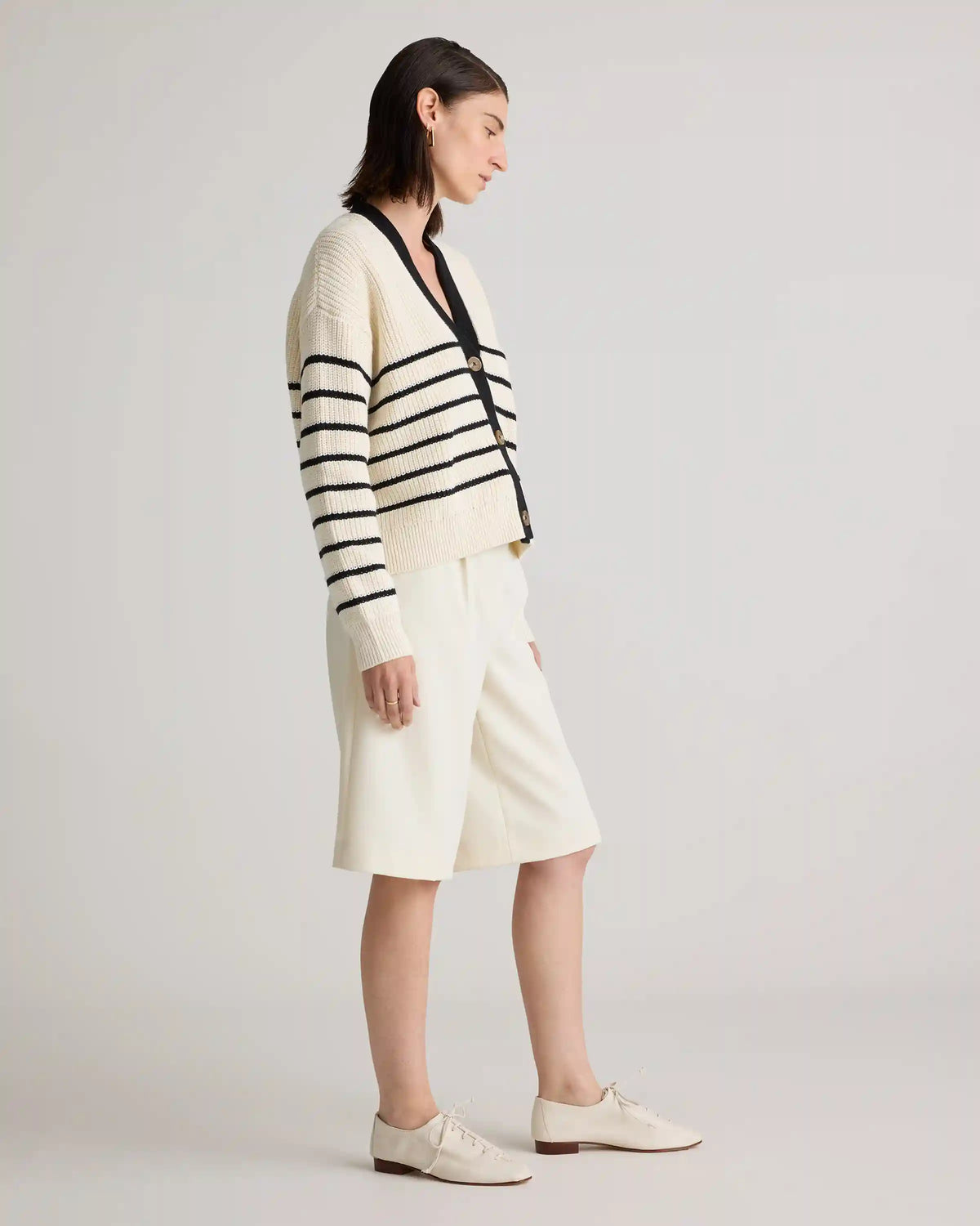 100% Organic Cotton Fisherman Boxy Cropped Cardigan