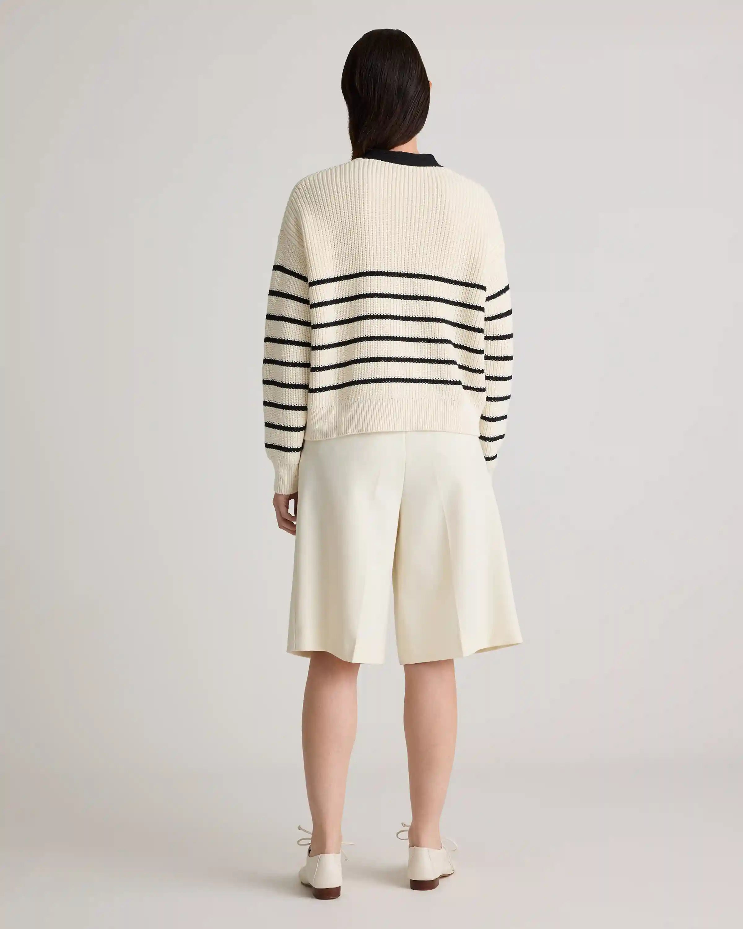 100% Organic Cotton Fisherman Boxy Cropped Cardigan