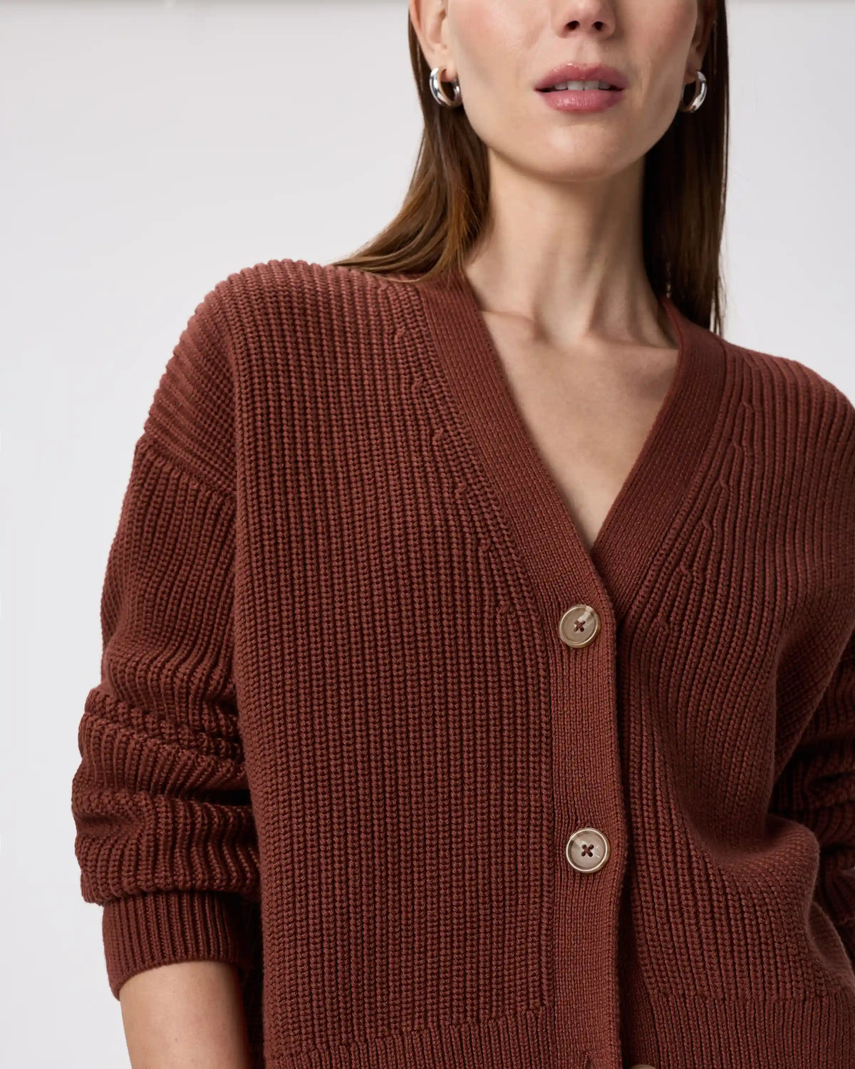 100% Organic Cotton Fisherman Boxy Cropped Cardigan