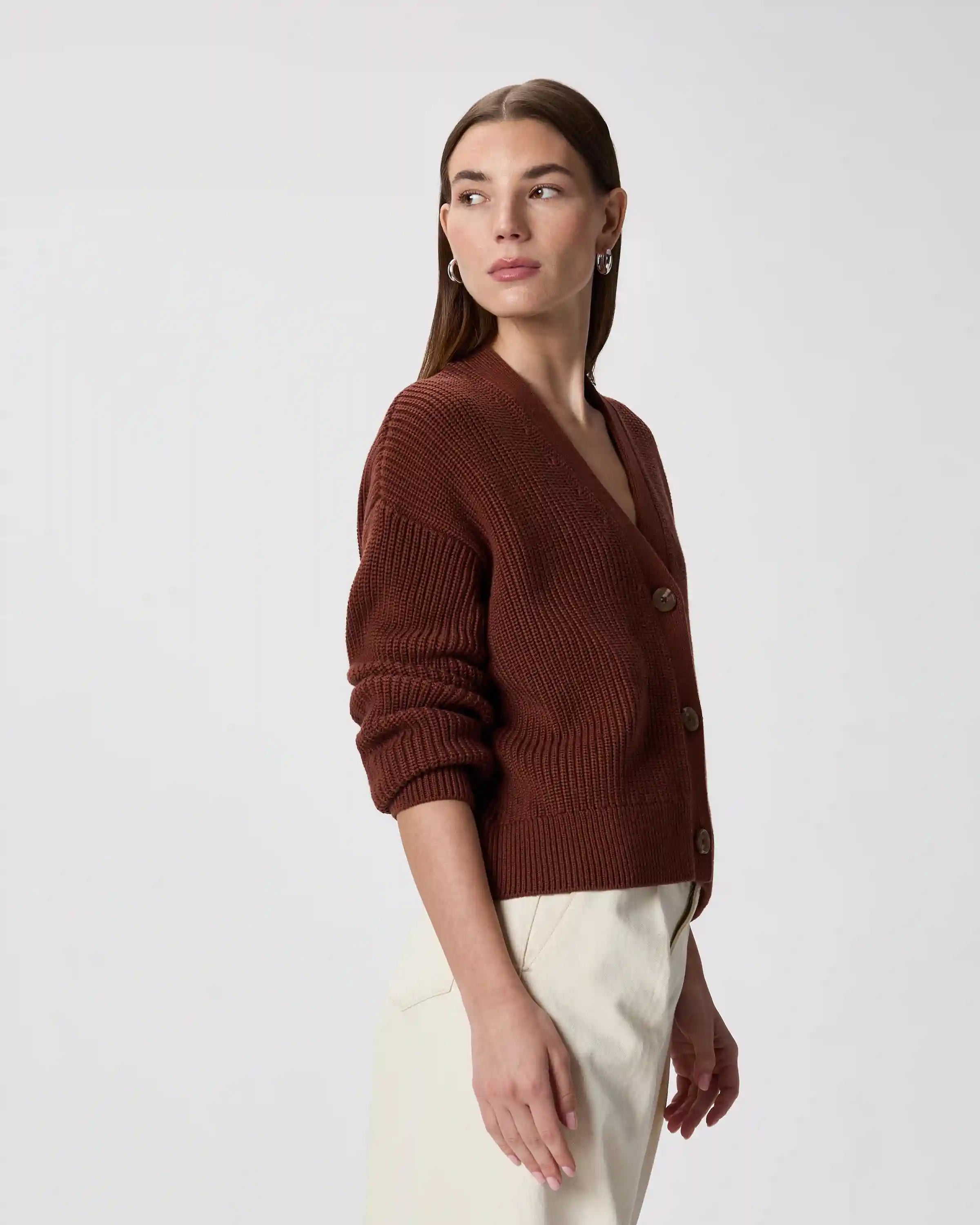 100% Organic Cotton Fisherman Boxy Cropped Cardigan