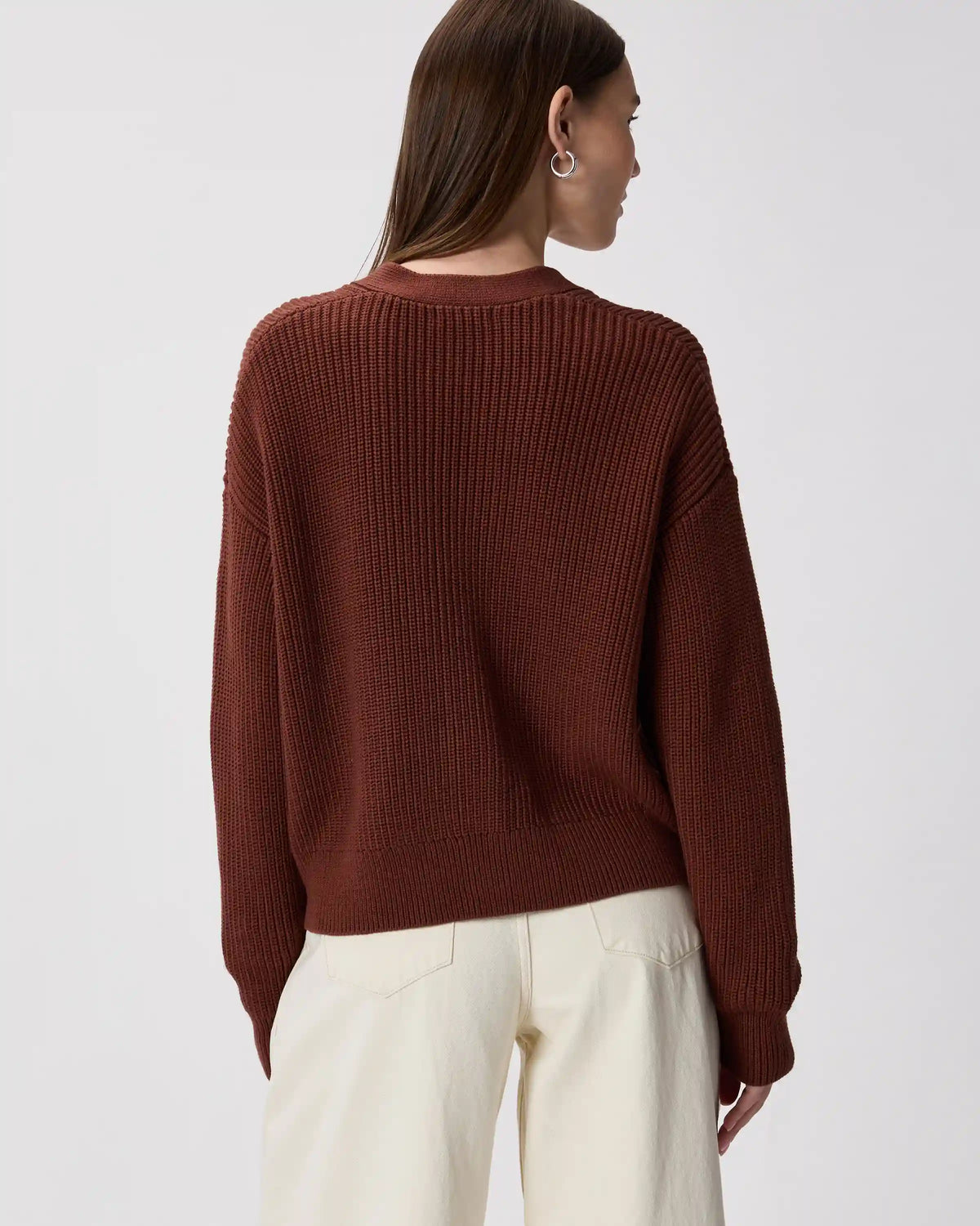 100% Organic Cotton Fisherman Boxy Cropped Cardigan