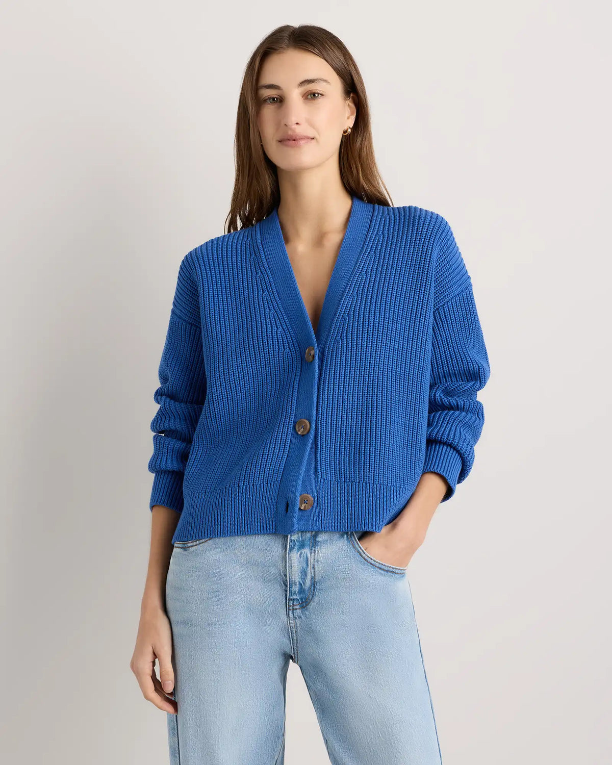100% Organic Cotton Fisherman Boxy Cropped Cardigan