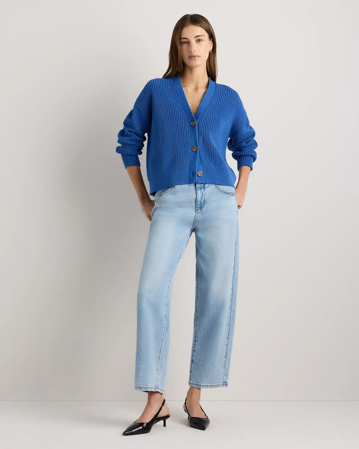 100% Organic Cotton Fisherman Boxy Cropped Cardigan