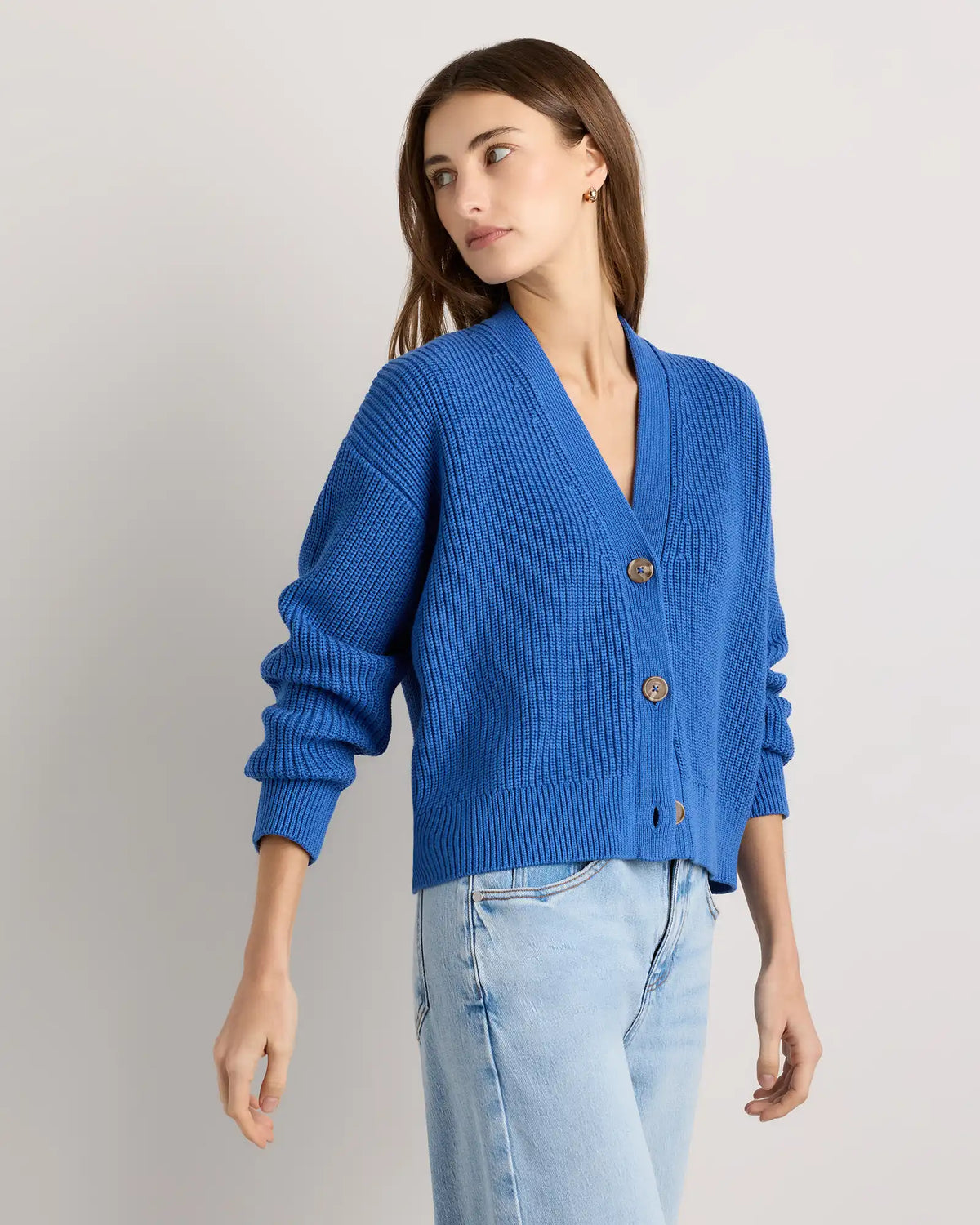 100% Organic Cotton Fisherman Boxy Cropped Cardigan