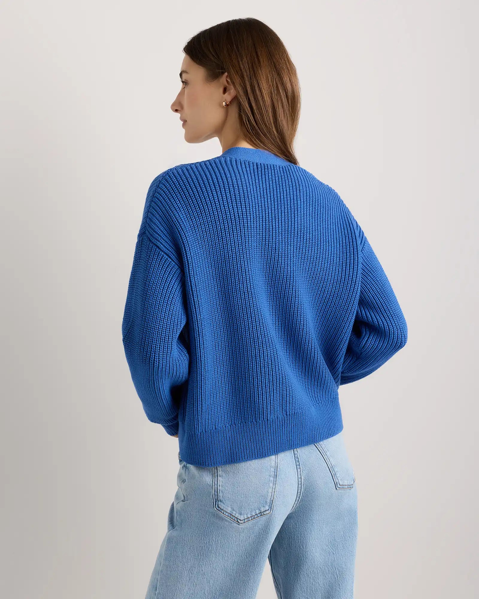 100% Organic Cotton Fisherman Boxy Cropped Cardigan