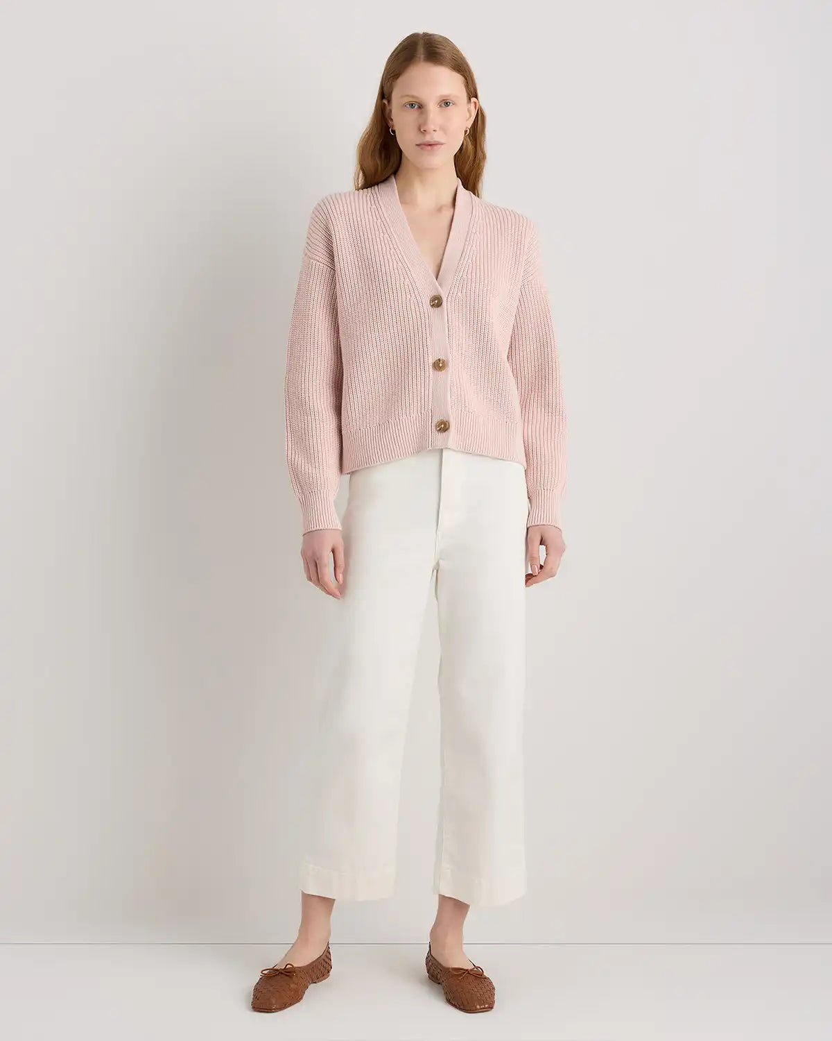 100% Organic Cotton Fisherman Boxy Cropped Cardigan