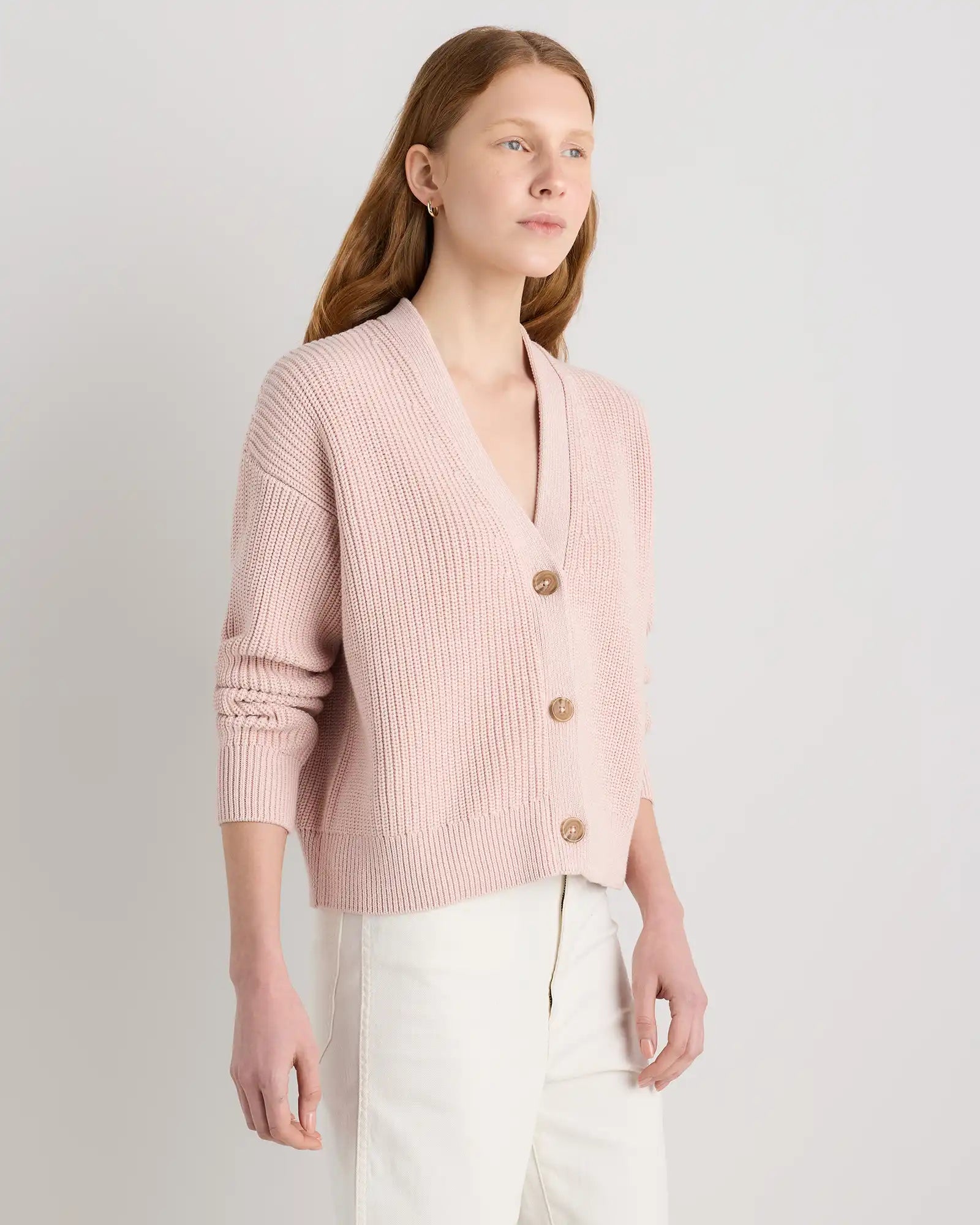 100% Organic Cotton Fisherman Boxy Cropped Cardigan