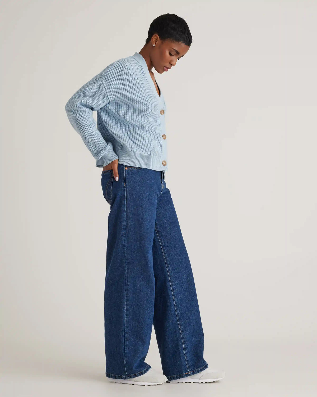 100% Organic Cotton Fisherman Boxy Cropped Cardigan