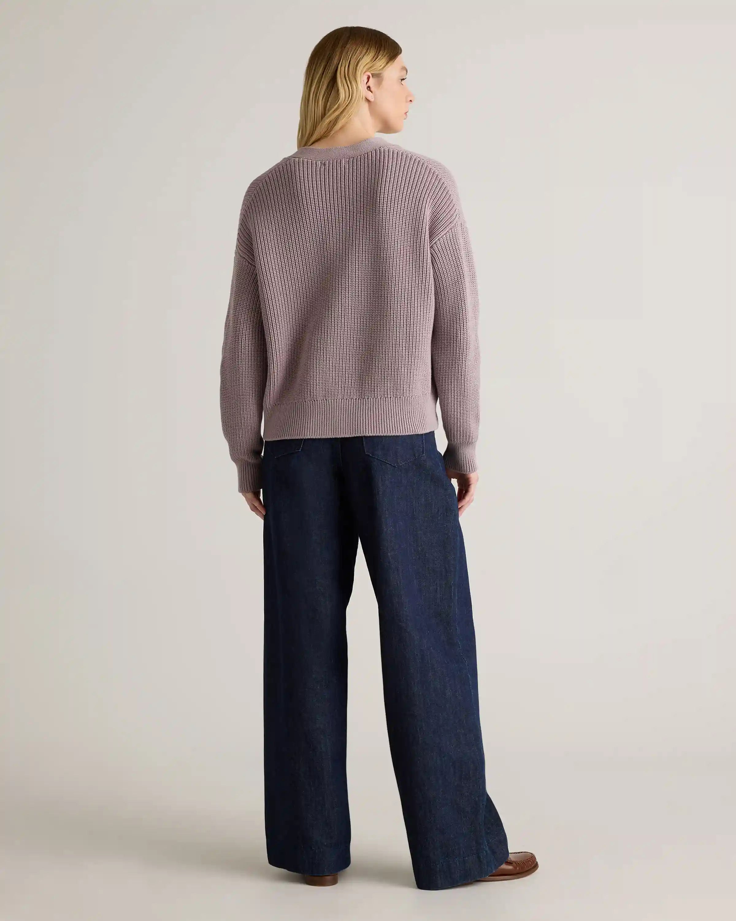 100% Organic Cotton Fisherman Boxy Cropped Cardigan