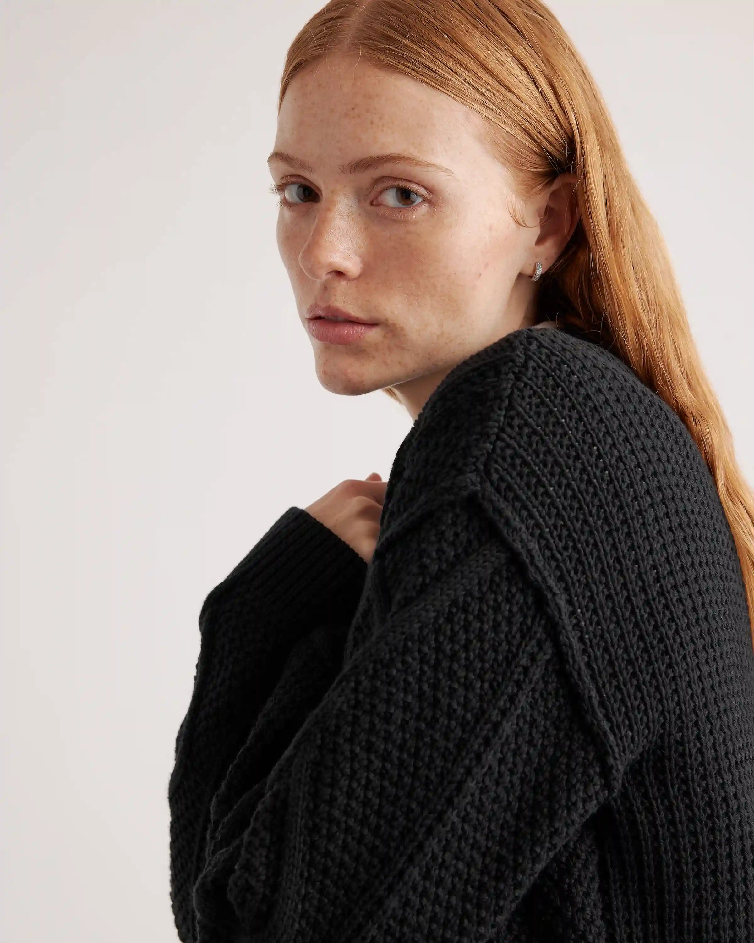 100% Organic Cotton Cropped Cable Crew Sweater
