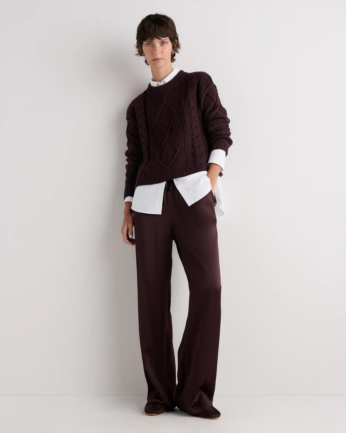 100% Washable Silk Drawstring Wide Leg Pants