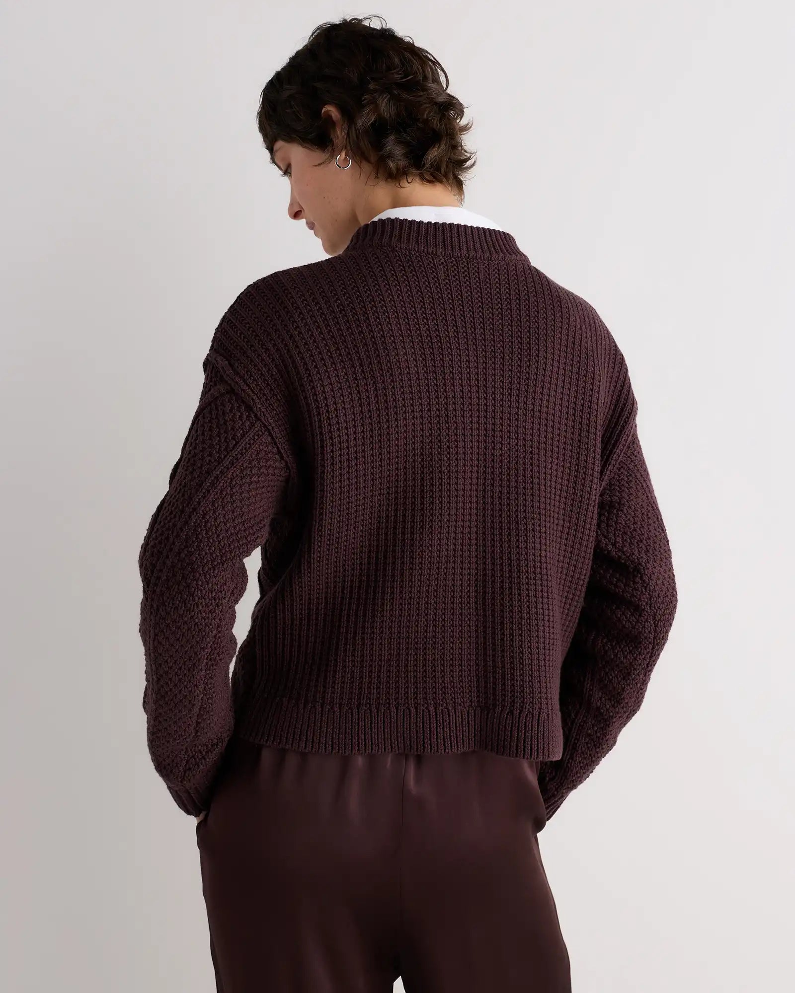 100% Organic Cotton Cropped Cable Crew Sweater