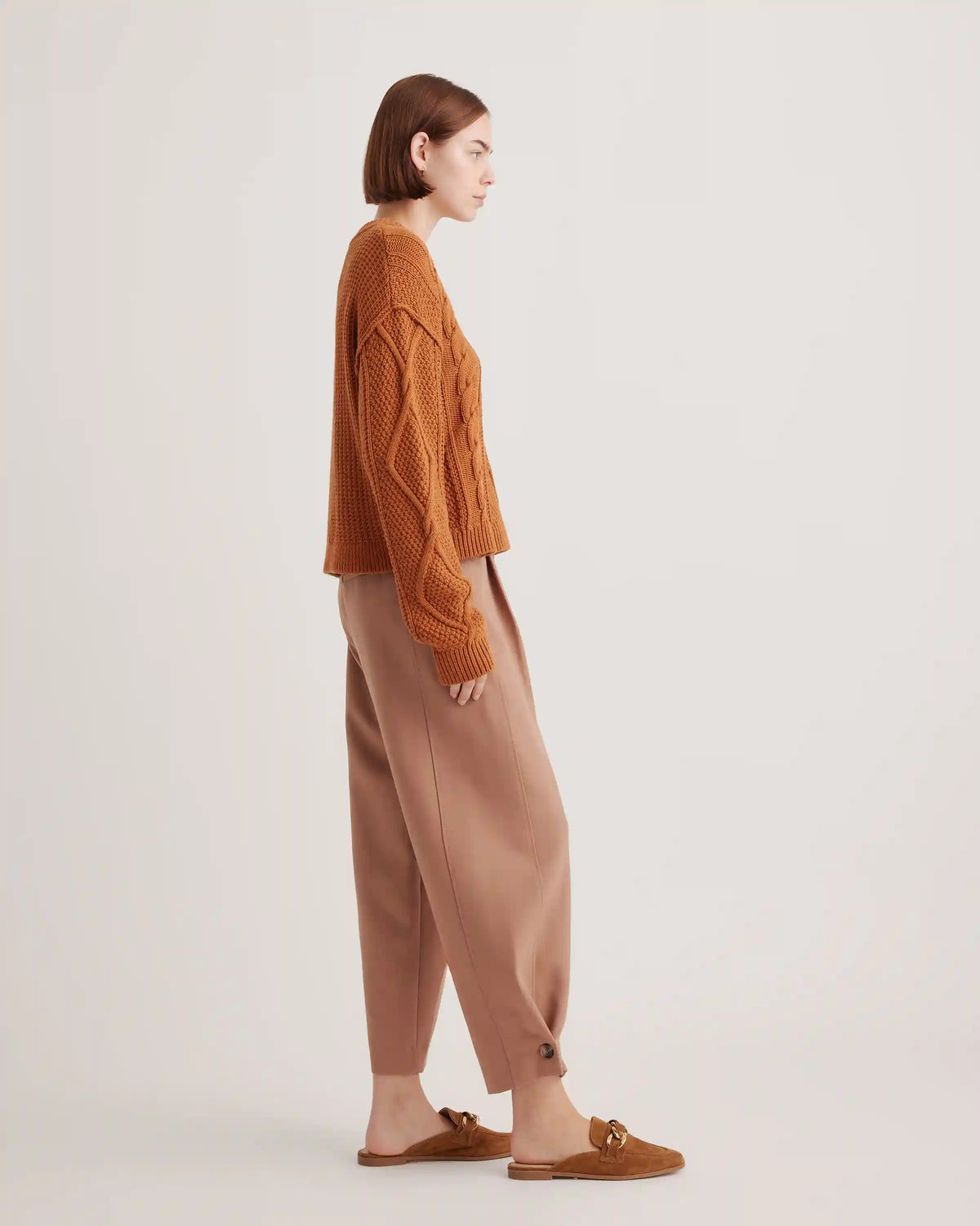 100% Organic Cotton Cropped Cable Crew Sweater