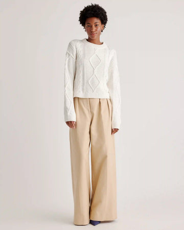 100% Organic Cotton Cropped Cable Crew Sweater