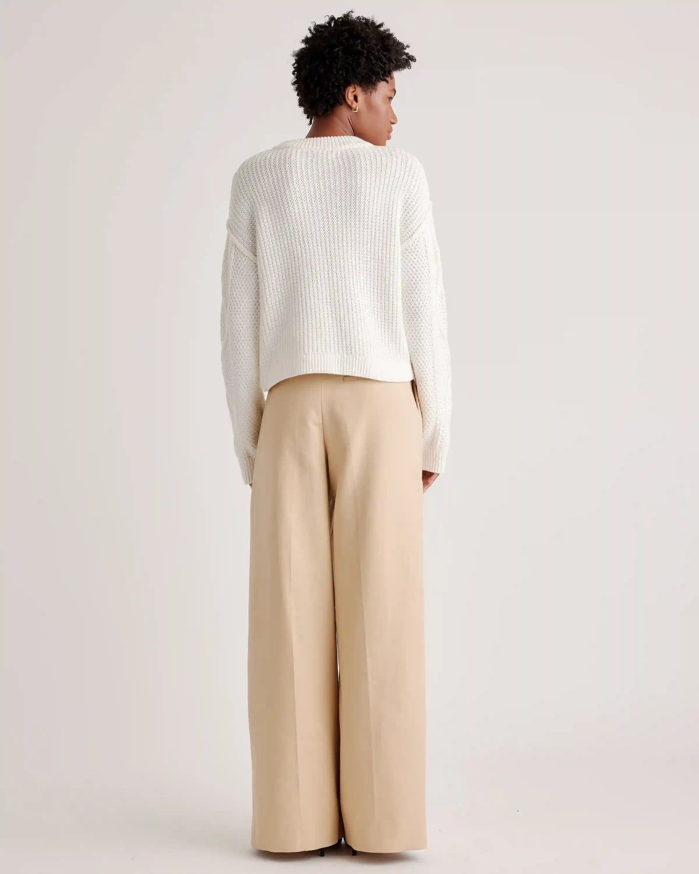100% Organic Cotton Cropped Cable Crew Sweater