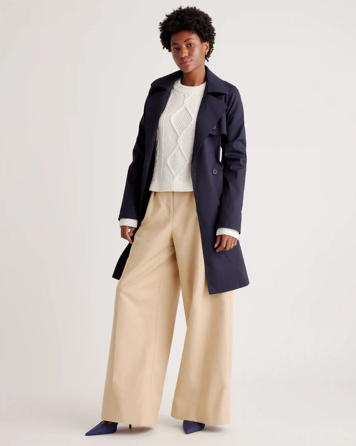 100% Organic Cotton Cropped Cable Crew Sweater
