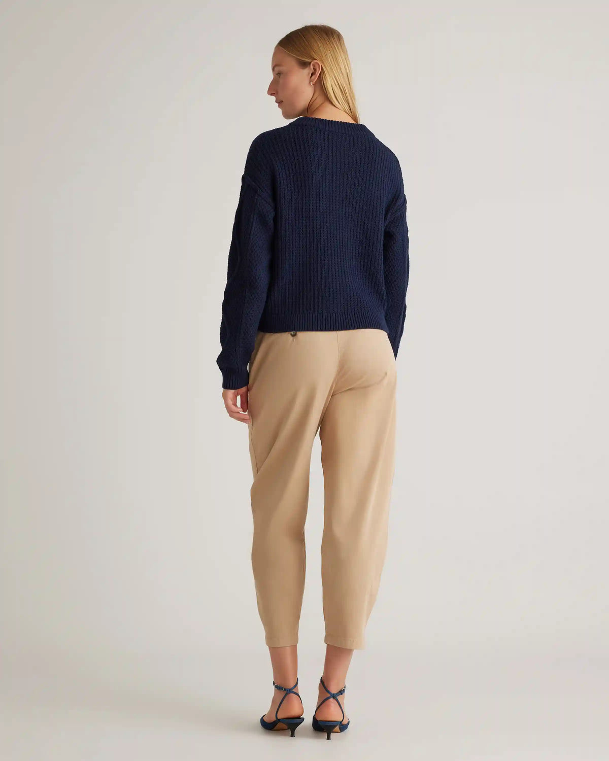 100% Organic Cotton Cropped Cable Crew Sweater