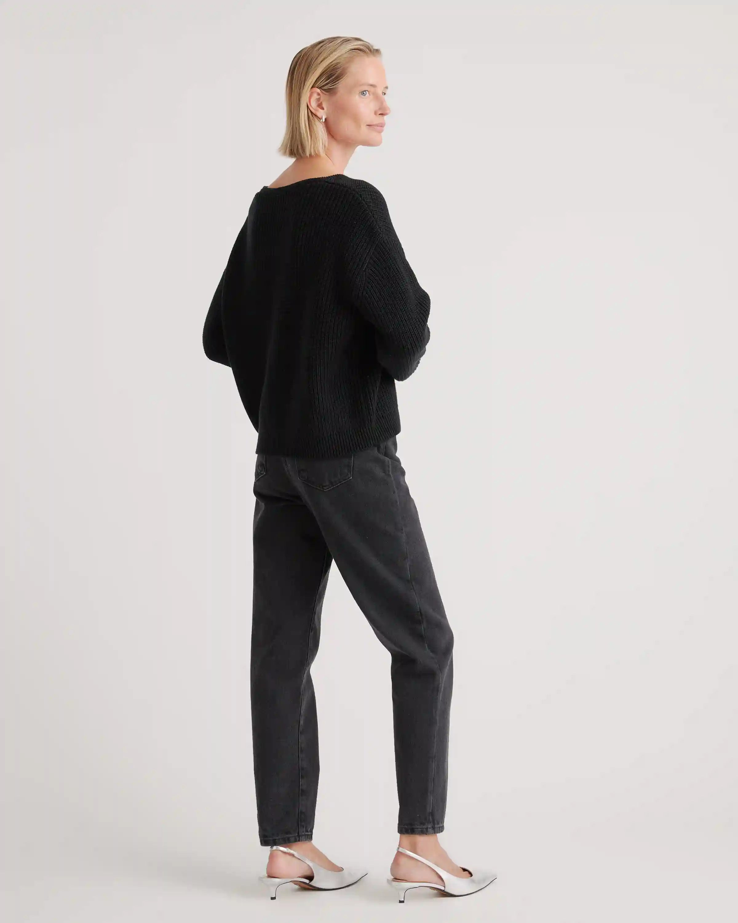 100% Organic Cotton Fisherman V-Neck Sweater