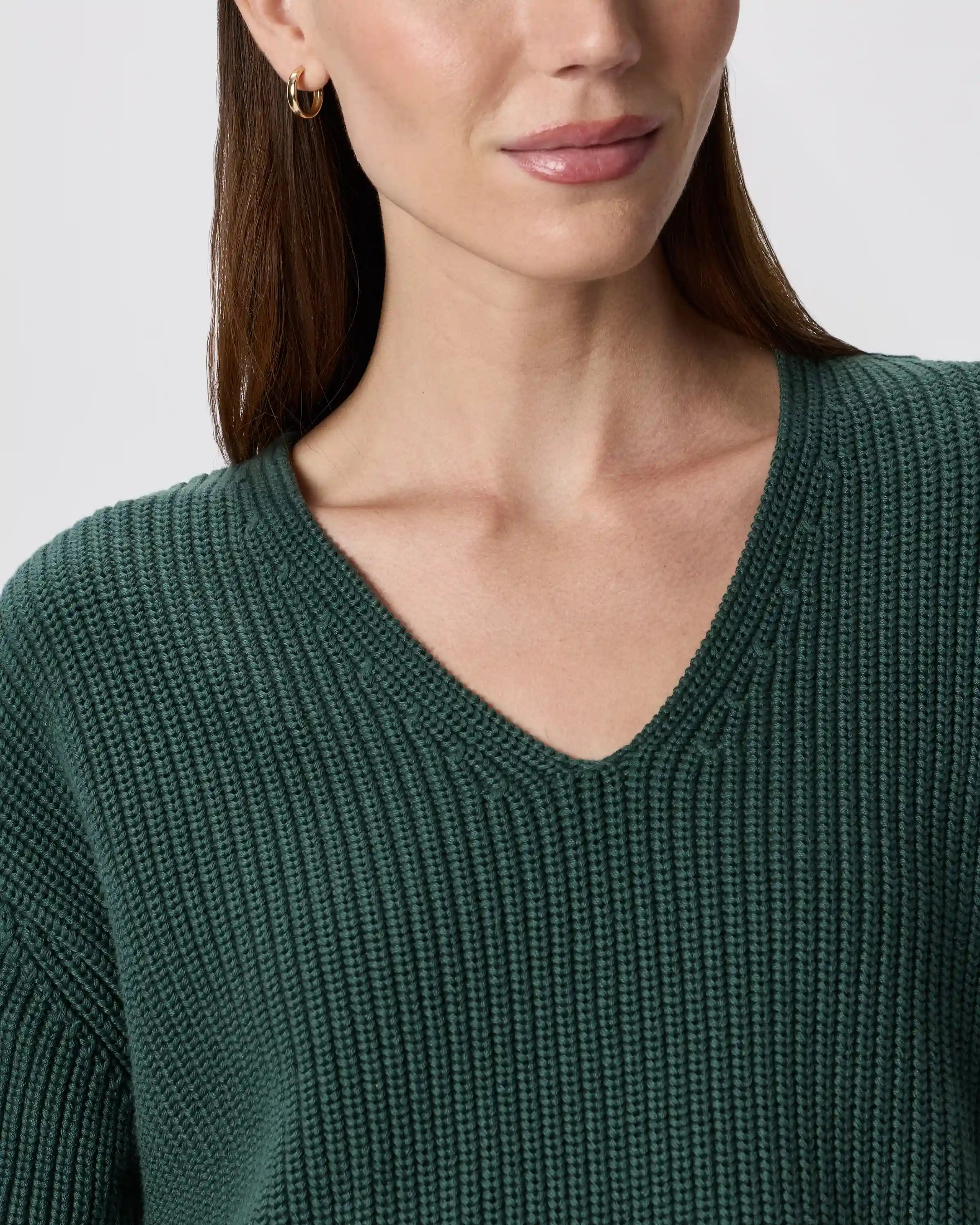 100% Organic Cotton Fisherman V-Neck Sweater