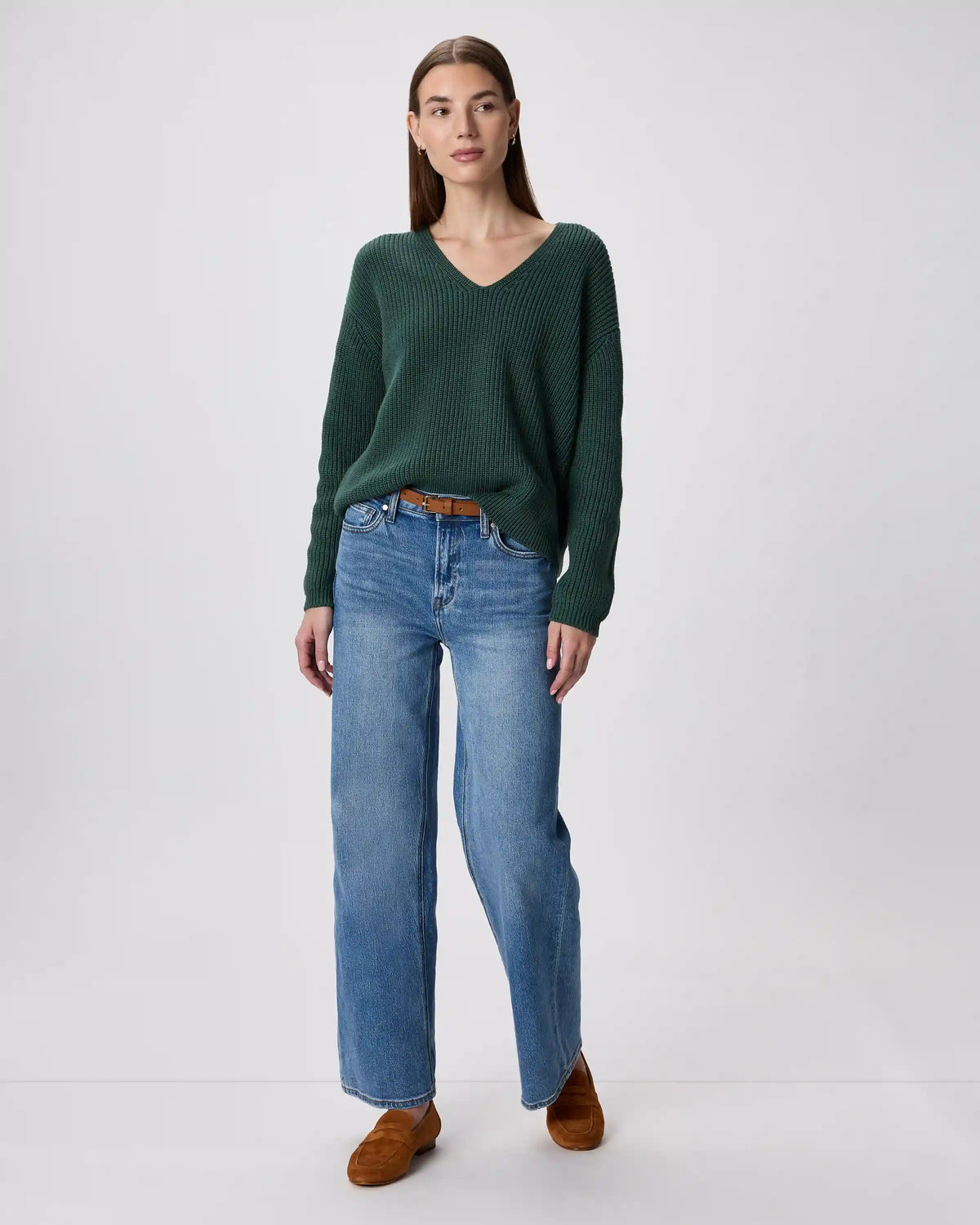 100% Organic Cotton Fisherman V-Neck Sweater
