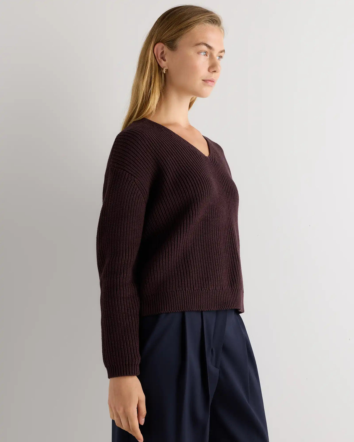 100% Organic Cotton Fisherman V-Neck Sweater