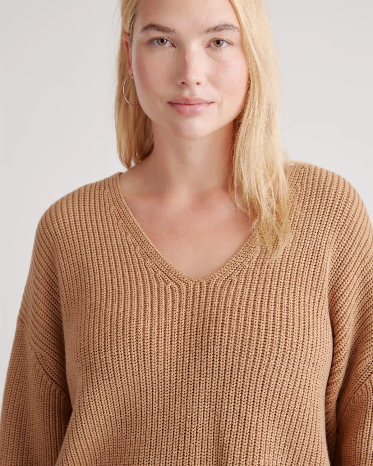100% Organic Cotton Fisherman V-Neck Sweater