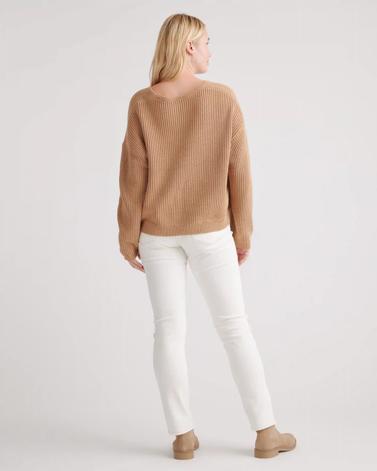 100% Organic Cotton Fisherman V-Neck Sweater