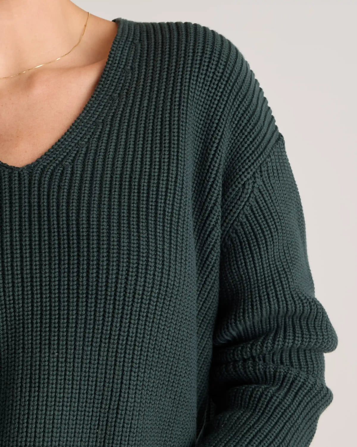 100% Organic Cotton Fisherman V-Neck Sweater