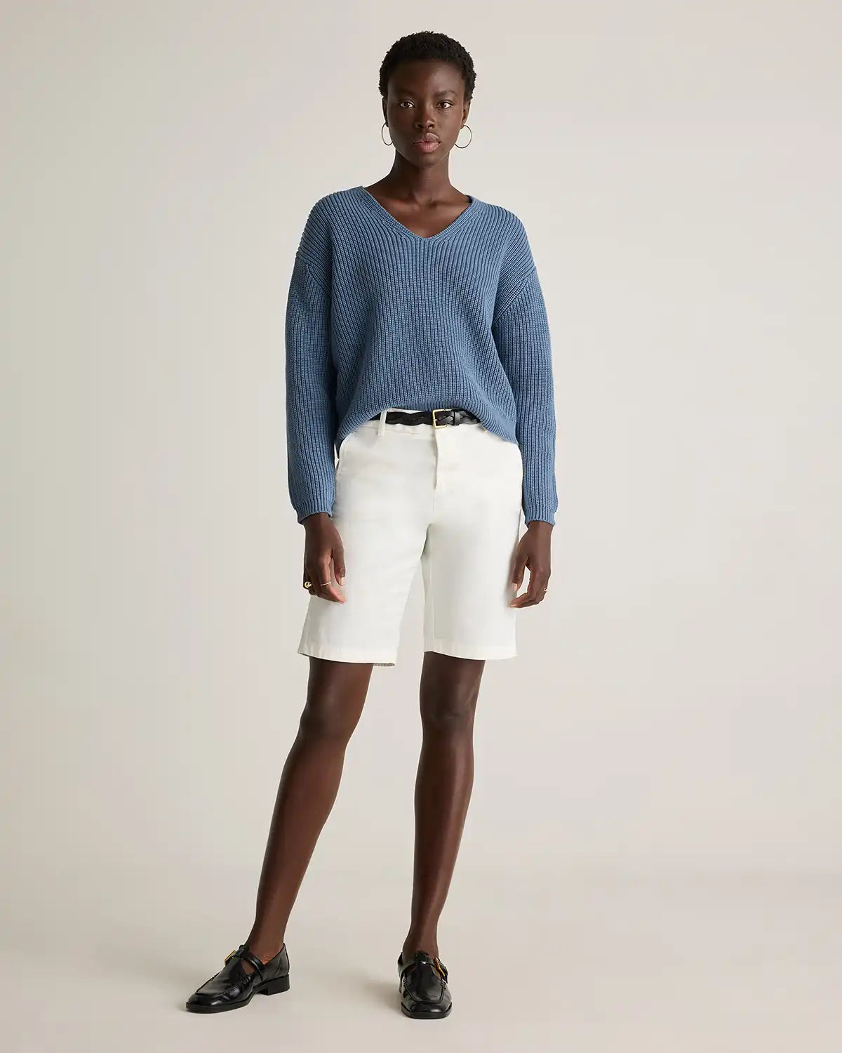100% Organic Cotton Fisherman V-Neck Sweater