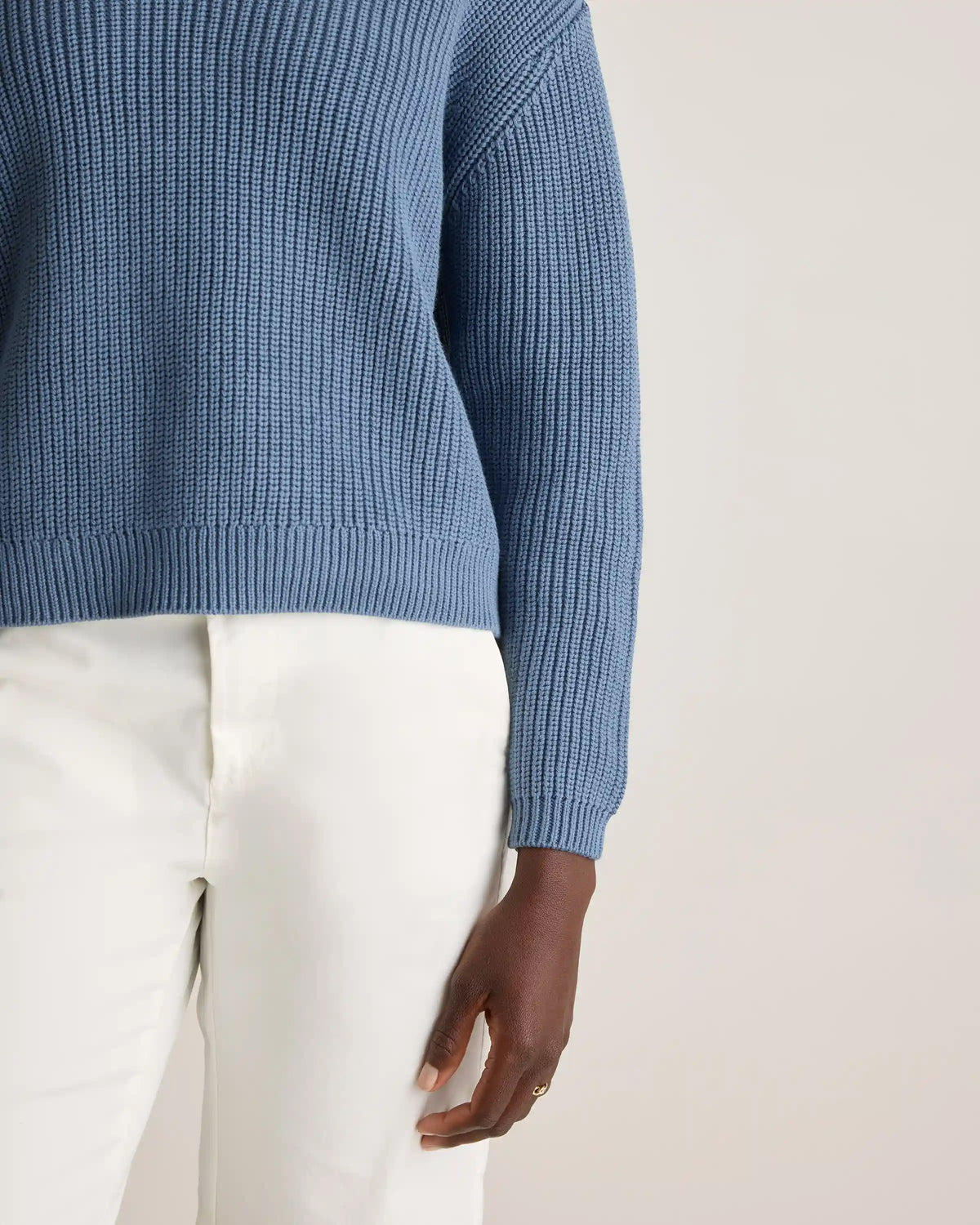 100% Organic Cotton Fisherman V-Neck Sweater