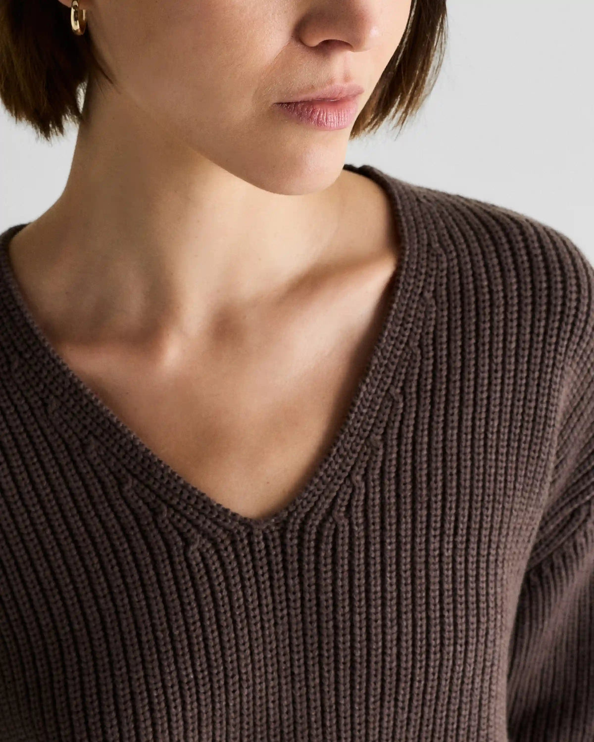 100% Organic Cotton Fisherman V-Neck Sweater